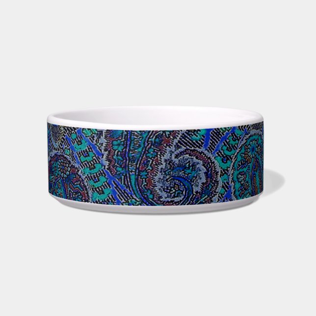 Paisley Blue Indian Boho Art Pattern Bowl (Front)