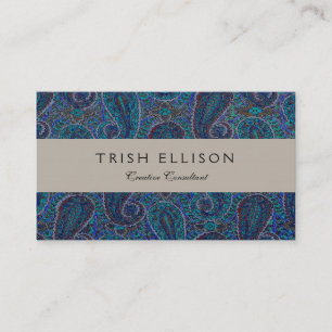 Paisley Blue Indian Boho Art Pattern Business Card
