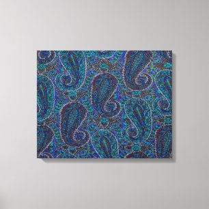 Paisley Blue Indian Boho Art Pattern Canvas Print