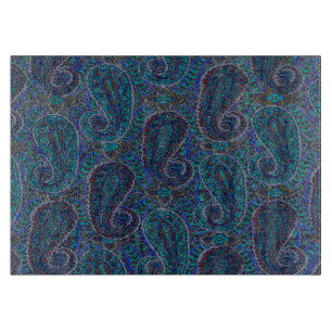 Paisley Blue Indian Boho Art Pattern Cutting Board