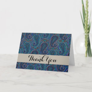 Paisley Blue Indian Boho Art Pattern Thank You Card