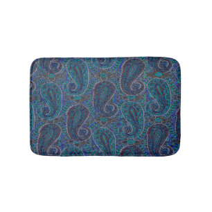 Paisley Blue Indian Boho Classic Vintage Bath Mat