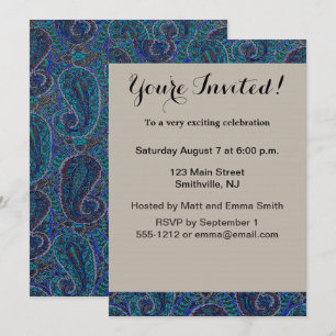 Paisley Blue Indian Boho Classic Vintage Invitation