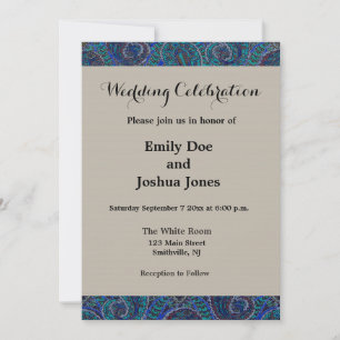 Paisley Blue Indian Boho Classic Vintage Invitation