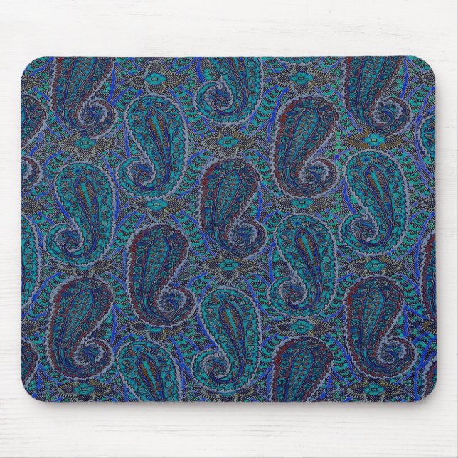 Paisley Blue Indian Boho Classic Vintage Mouse Mat (Front)