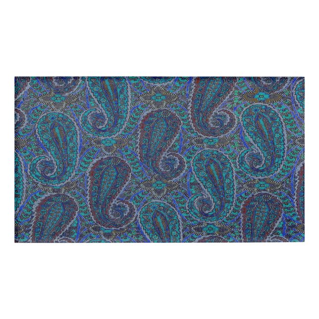 Paisley Blue Indian Boho Classic Vintage Name Tag (Front)