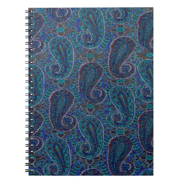 Paisley Blue Indian Boho Classic Vintage Notebook (Front)