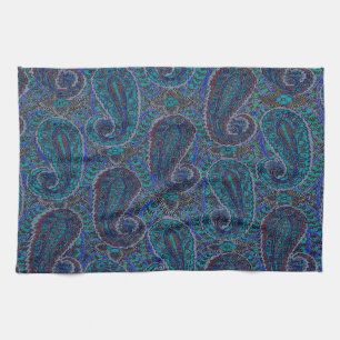 Paisley Blue Indian Boho Classic Vintage Tea Towel