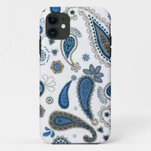 Paisley Blue white Bohemian Pattern iPhone 11 Case