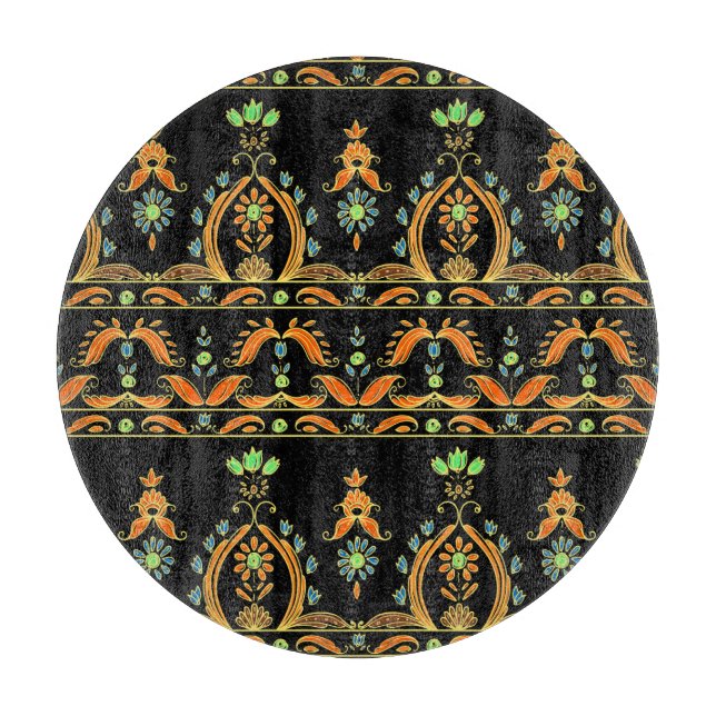 Paisley Bohemian Kashmir Textile Design Cutting Board (Front)