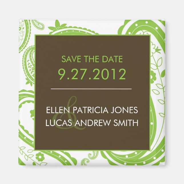 Paisley Border - Save The Date Magnet (Front)