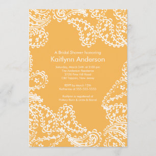 Paisley Bridal Shower Invitation White Beeswax