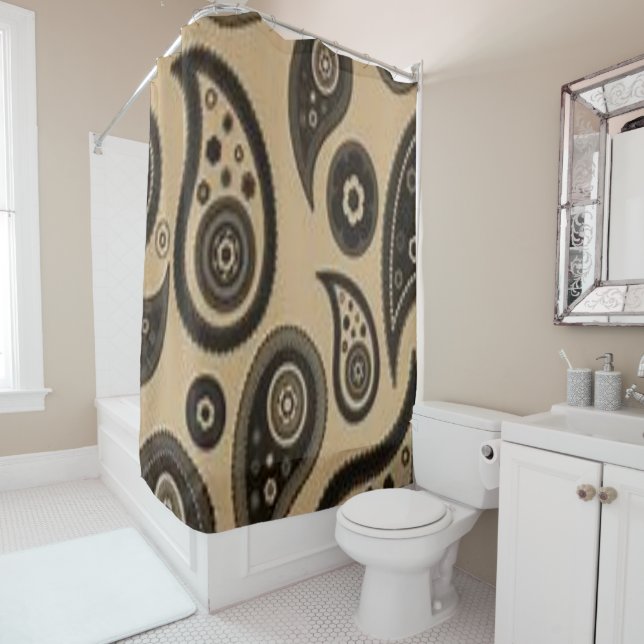 Paisley brown showercurtain shower curtain (In Situ)
