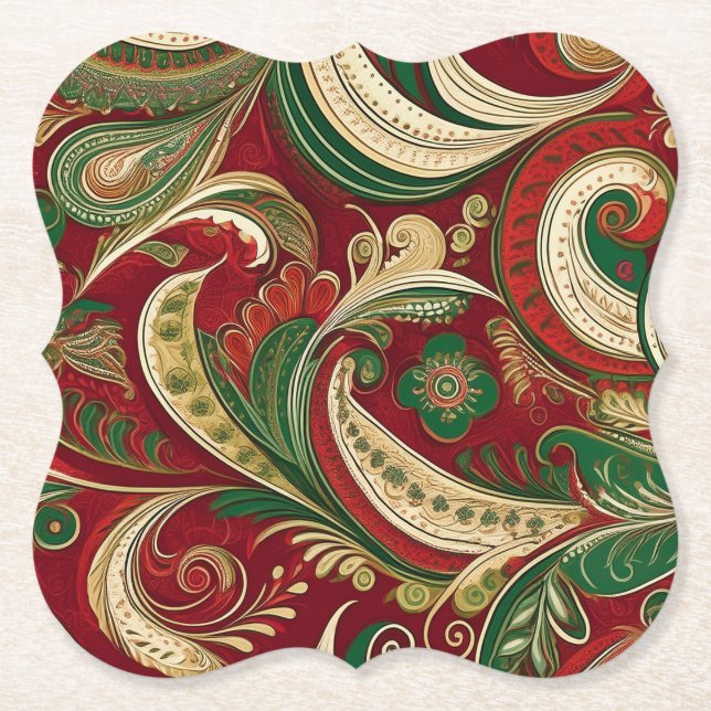 Paisley Burgundy Coaster (Front)