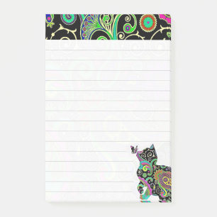 Paisley cat and butterfly post-it notes