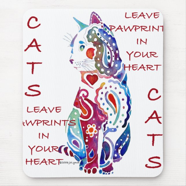 Paisley Cat in Blue & Purple Mouse Mat (Front)