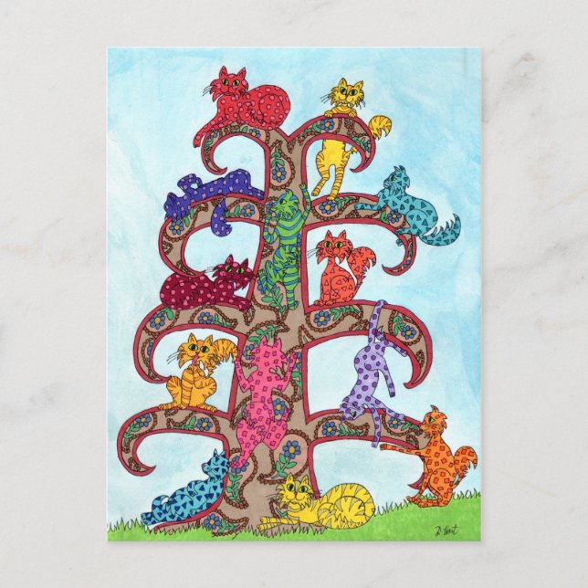 Paisley Cat Tree of Life Postcard (Front)