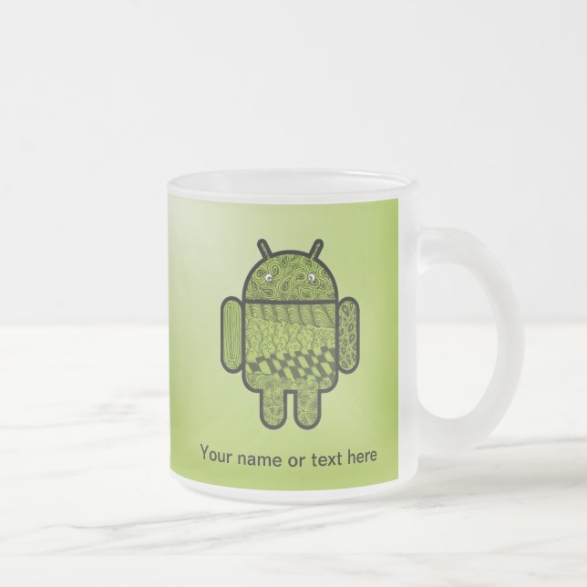 Paisley Character for the Android™ Robot Frosted Glass Coffee Mug (Right)