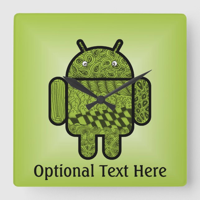 Paisley Character for the Android™ Robot Square Wall Clock (Front)