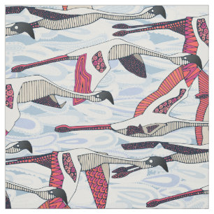 paisley cloud flamingo flock fabric