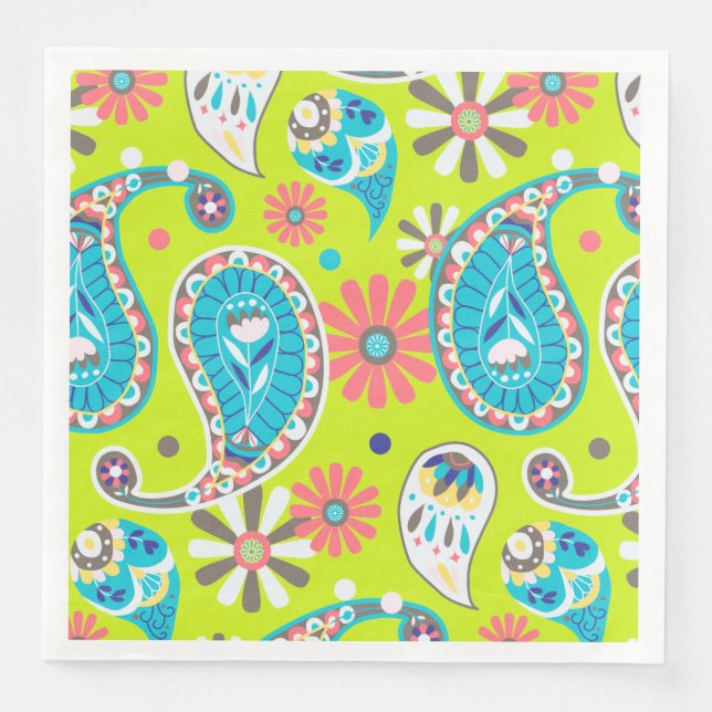 Paisley Colorful Paper Napkin (Front)