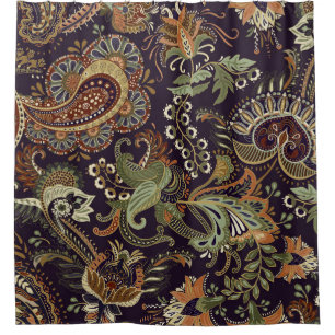 Paisley Colorful Textile: Ethnic Vintage Design Shower Curtain