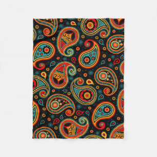 Paisley  colourful elegant fleece blanket