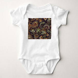 Paisley Colourful Textile: Ethnic Vintage Design Baby Bodysuit