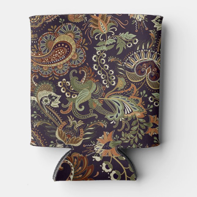 Paisley Colourful Textile: Ethnic Vintage Design Can Cooler (Front)