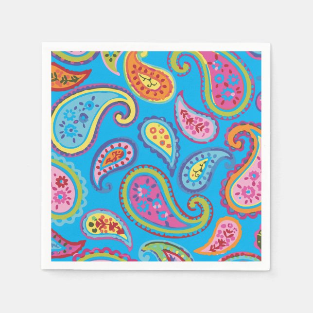 Paisley Cute Colourful 1st Birthday Party Napkin (Front)