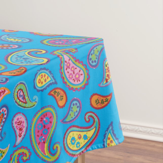 Paisley Cute Colourful 1st Birthday Party Tablecloth (In Situ)