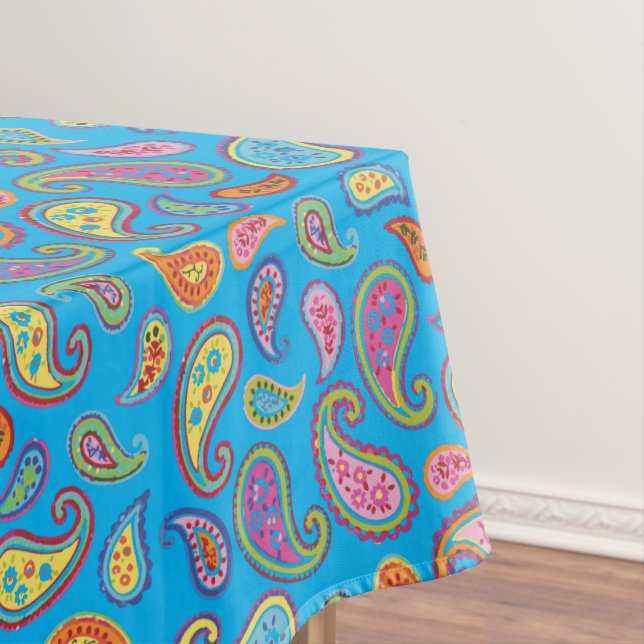 Paisley Cute Colourful 1st Birthday Party Tablecloth (In Situ)