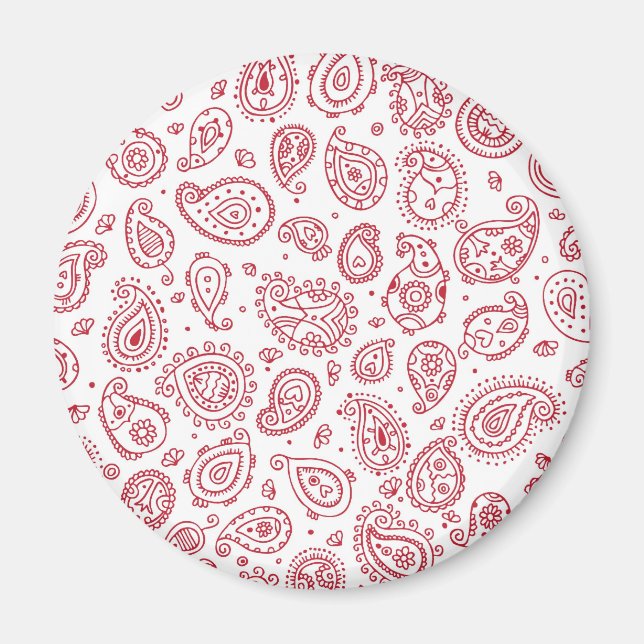 Paisley - Deep Red and White Magnet (Front)