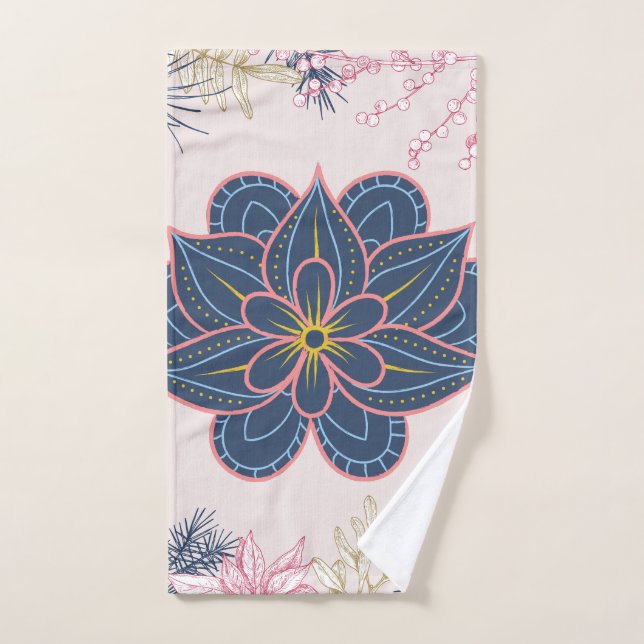 Paisley Design, Blue and Purple Graphic Art Bath Towel Set (Hand Towel)