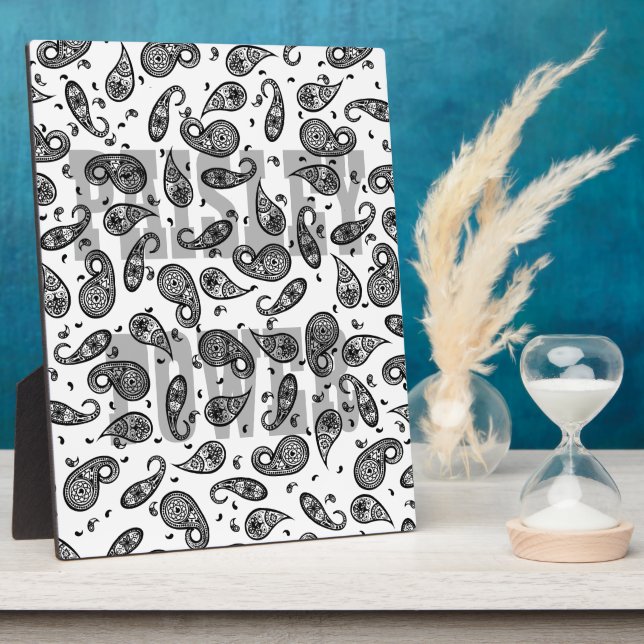 Paisley Design Customise colour background & Text Plaque (Side)