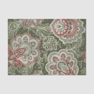 Paisley Design in Shades of Green & Red Tissue Paper