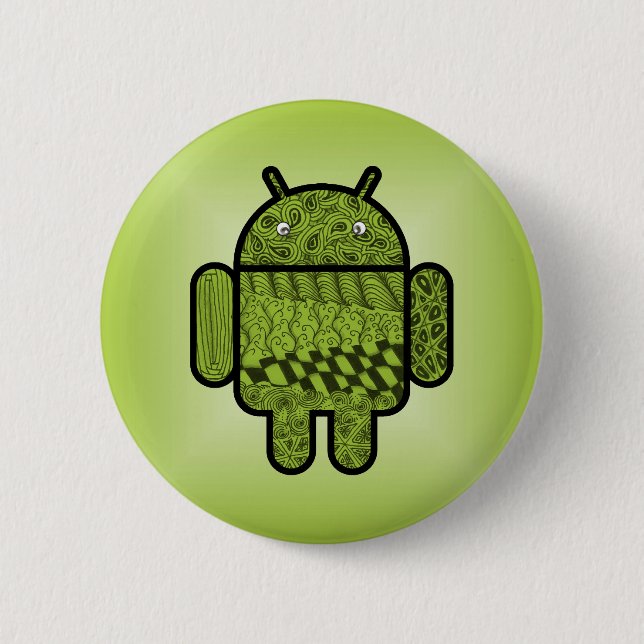 Paisley Doodle Character for Android™ 6 Cm Round Badge (Front)