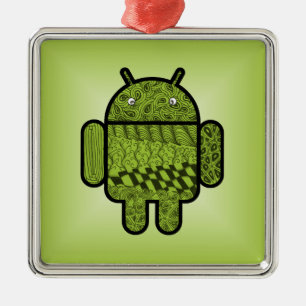 Paisley Doodle Character for Android™ Metal Tree Decoration