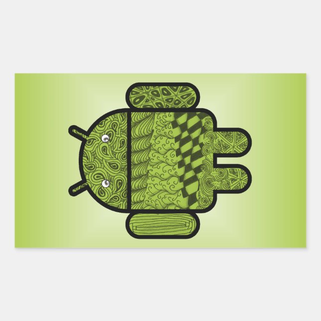Paisley Doodle Character for Android™ Rectangular Sticker (Front)