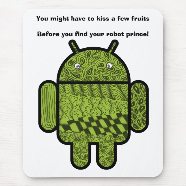 Paisley Doodle Character for the Android™ robot Mouse Mat (Front)