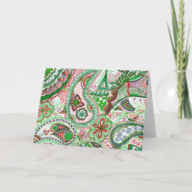 Paisley drawing - Captivating Christmas Holiday Card (Front)