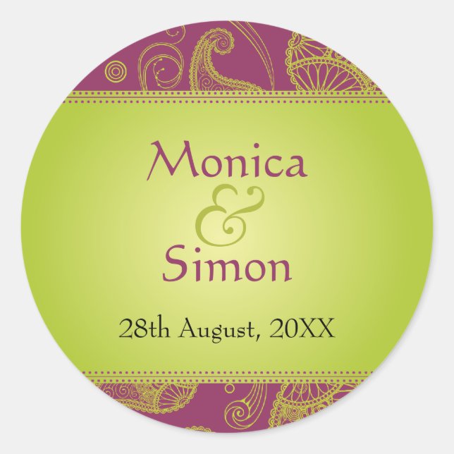 Paisley Dreams Wedding Sticker (Front)