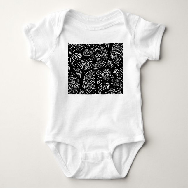 Paisley elegance: seamless ethnic pattern. baby bodysuit (Front)