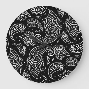 Paisley elegance: seamless ethnic pattern. large clock