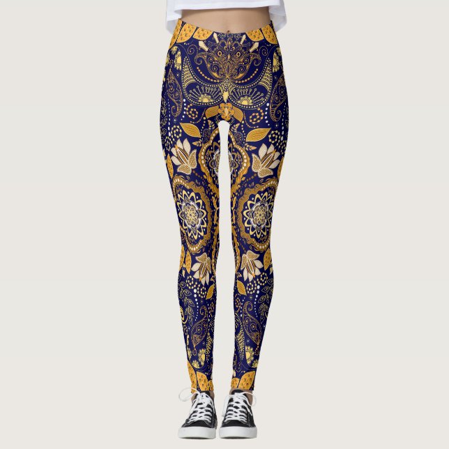 Paisley Elegance: Textile Design Pattern Leggings (Front)