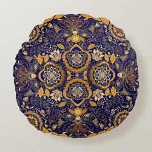 Paisley Elegance: Textile Design Pattern Round Cushion