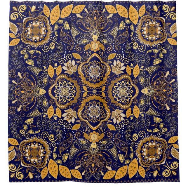 Paisley Elegance: Textile Design Pattern Shower Curtain (Front)