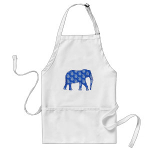Paisley elephant - cobalt blue and white standard apron