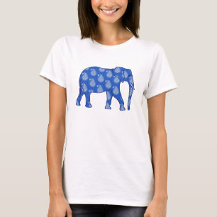 Paisley elephant - cobalt blue and white T-Shirt