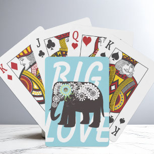 Paisley Elephant Design Elegant Cute Light Blue Playing Cards